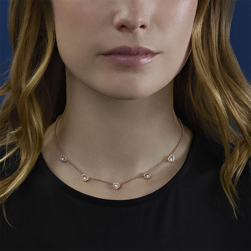 Chopard Rose Gold My Happy Hearts Diamond Necklace