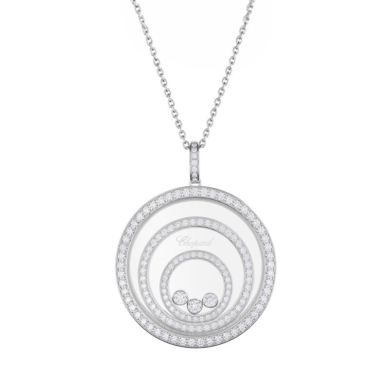 Chopard White Gold Happy Spirit Triple Circle Diamond Pendant