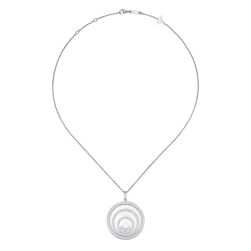 Chopard White Gold Happy Spirit Triple Circle Diamond Pendant