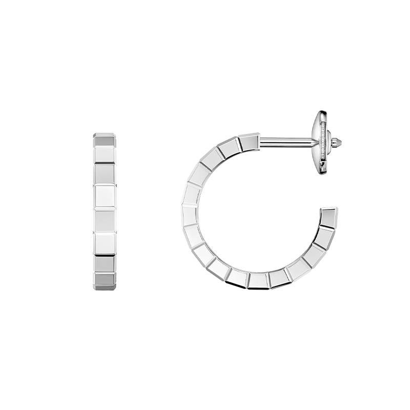 Chopard White Gold Ice Cube Mini Hoop Earrings