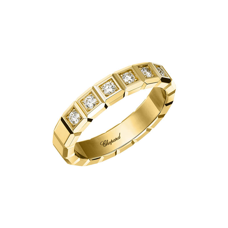 Chopard Yellow Gold Ice Cube Diamond Half Eternity Ring
