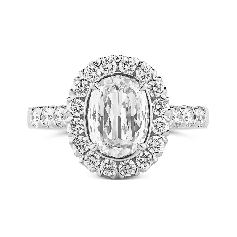 Christopher Designs L’Amour Crisscut® Oval Engagement Ring with Halo & Diamond Band