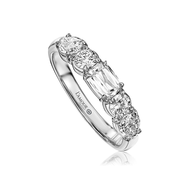 Christopher Designs L'Amour Crisscut® 5-Stone Classic Oval, Pear & Round Diamond Band