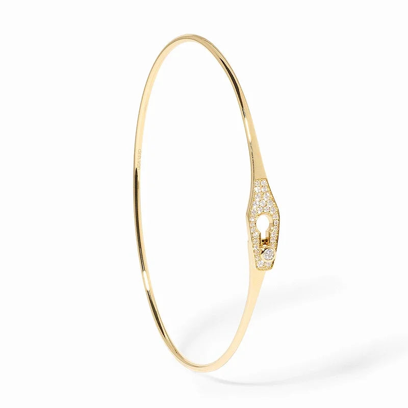 dinh van Serrure Jonc Yellow Gold Diamond Pavé Bangle