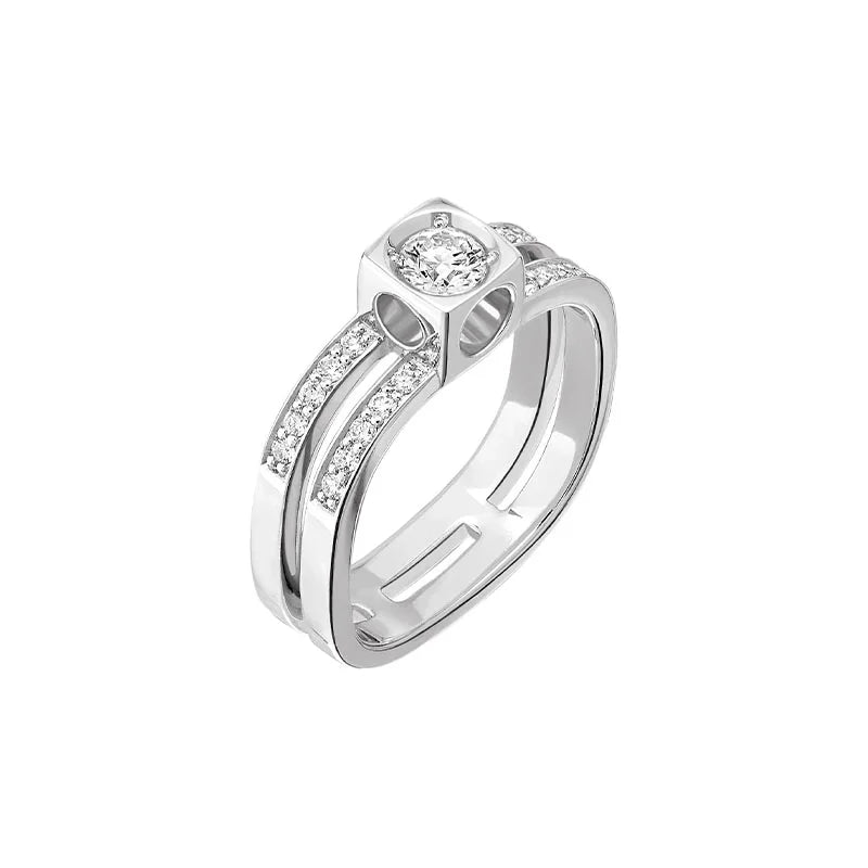 dinh van Le Cube White Gold Diamant 2-Row Large Pavé Ring