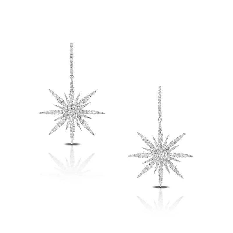 Doves White Gold Large Starburst Diamond Earrings