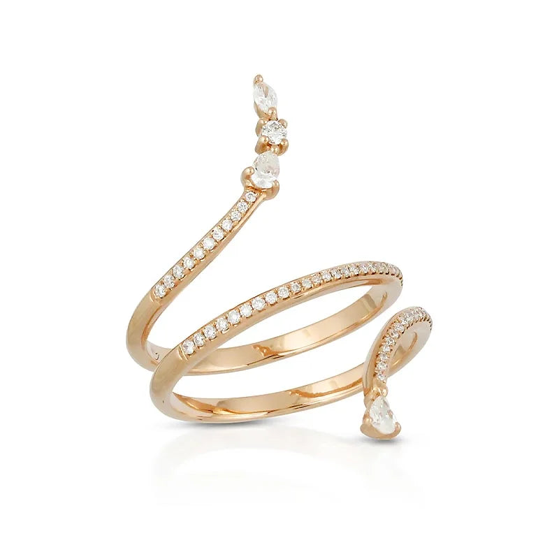 Doves Rose Gold Diamond Snake Wrap Ring