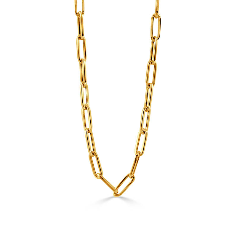 Doves Yellow Gold Paperclip Chain
