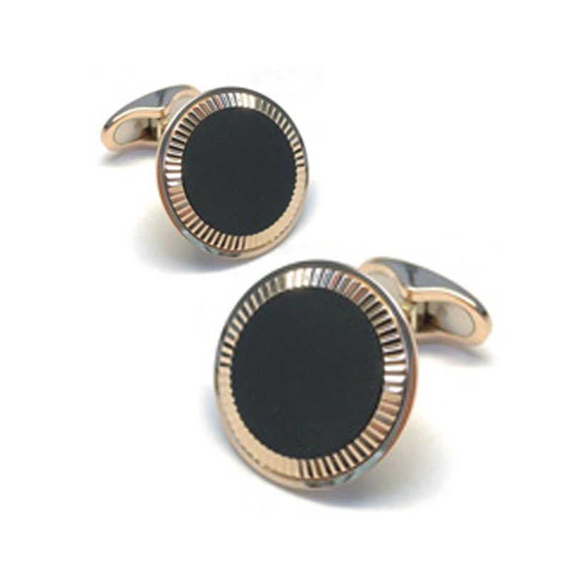 EMK00005 Knar Signature Collection Rose Gold and Onyx Cufflinks