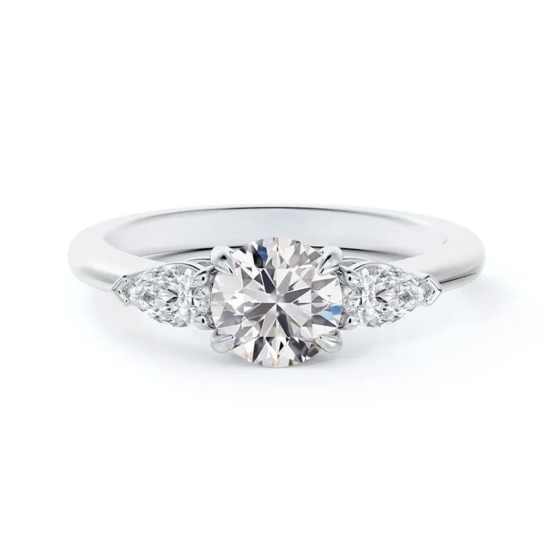 Forevermark Journey Three Stone Pear Accent Diamond Engagement Ring