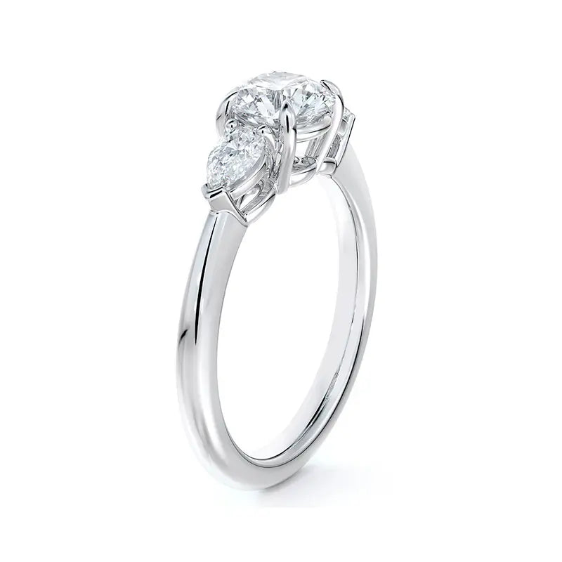 Forevermark Journey Three Stone Pear Accent Diamond Engagement Ring