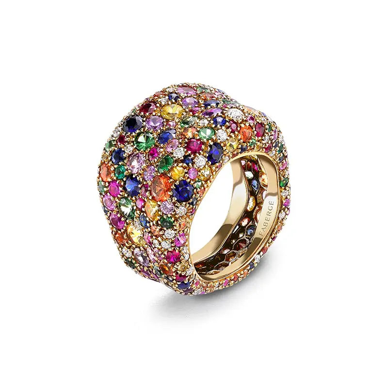 Fabergé Emotion Yellow Gold & Multicoloured Gemstone Grand Ring