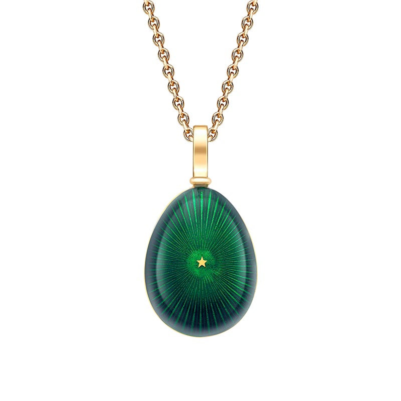 Fabergé Heritage Yellow Gold Green Star Burst Egg Pendant