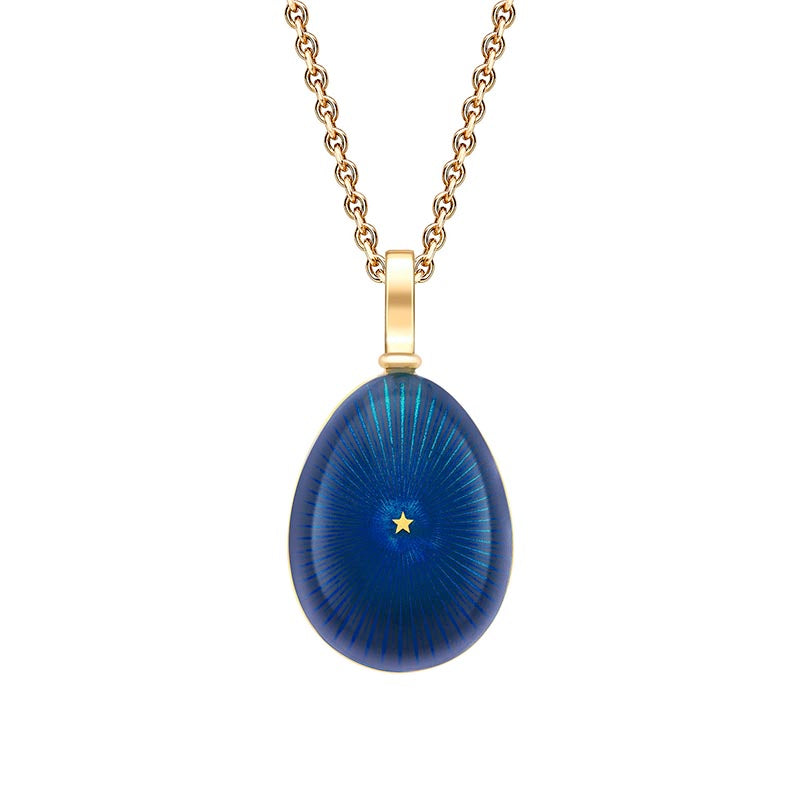 Fabergé Heritage Yellow Gold Blue Star Burst Egg Pendant