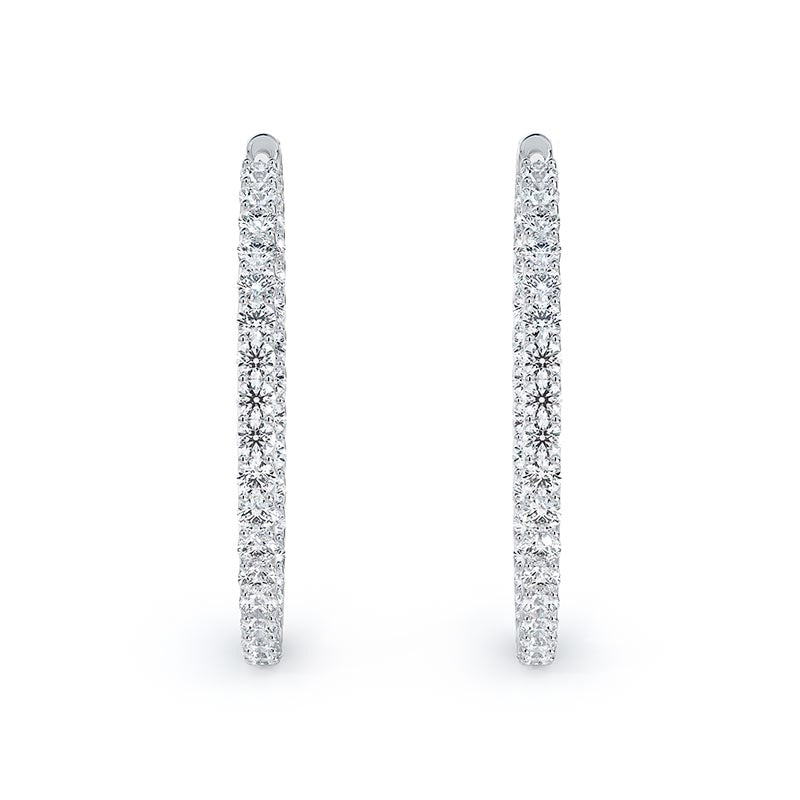 Forevermark Large Inside Outside Platinum Diamond Hoop Earrings