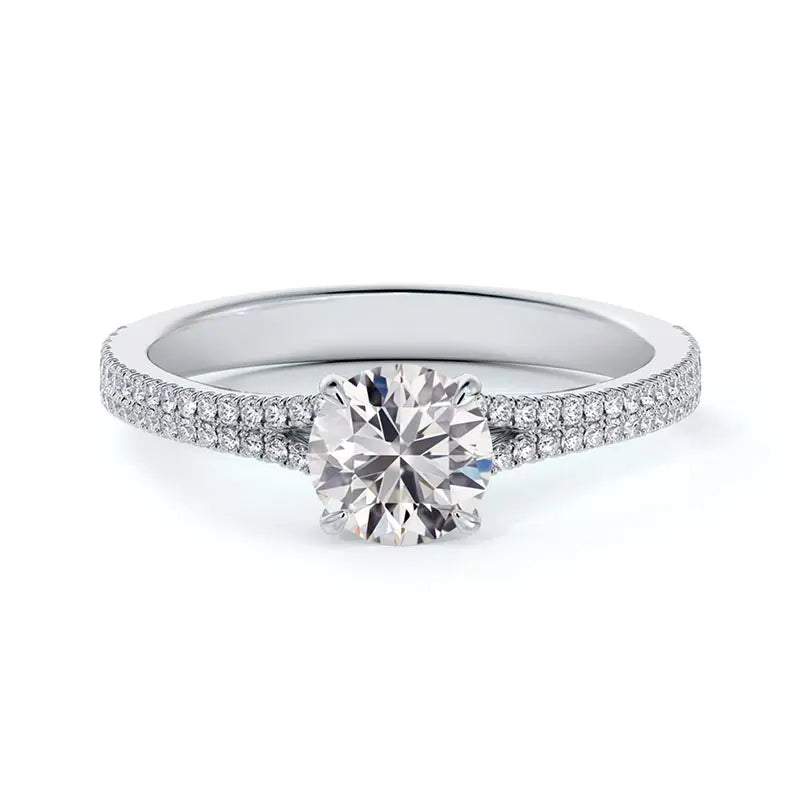 Forevermark Icon 1ct Round Diamond Engagement Ring with Two Pow Pavé Diamond Band
