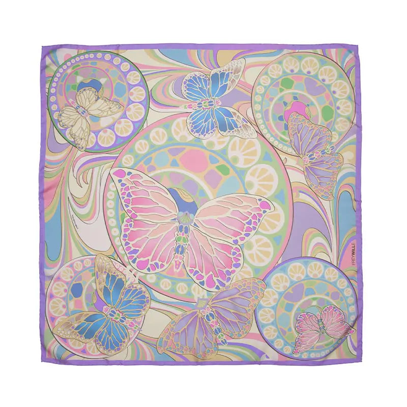 FreyWille Alphonse Mucha, Papillon Poesie Rose Silk Scarf Carré