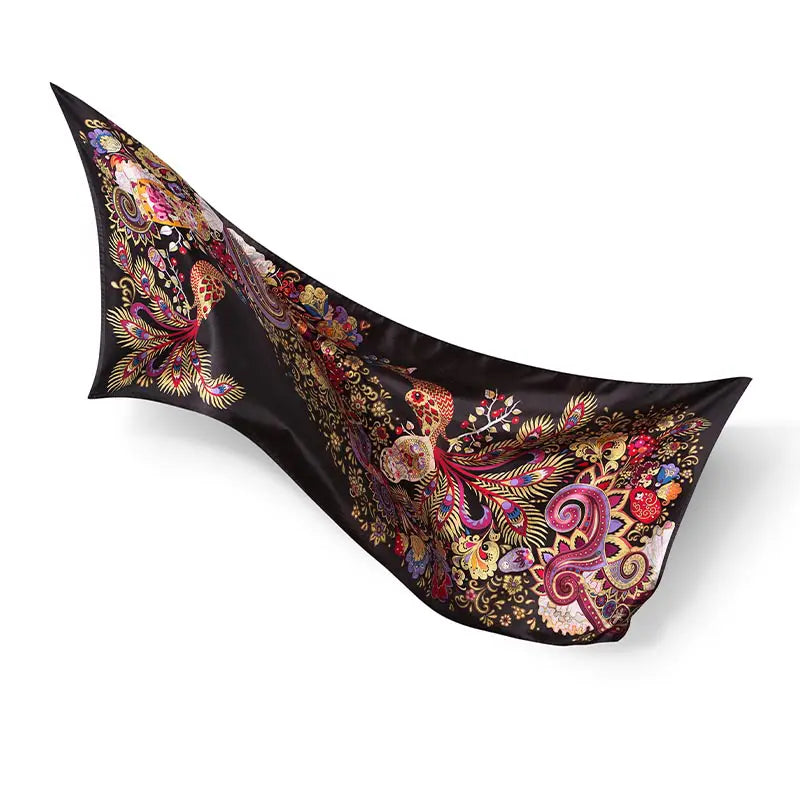 FreyWille Passionate Russia, Dark Grey Long Silk Scarf Satin