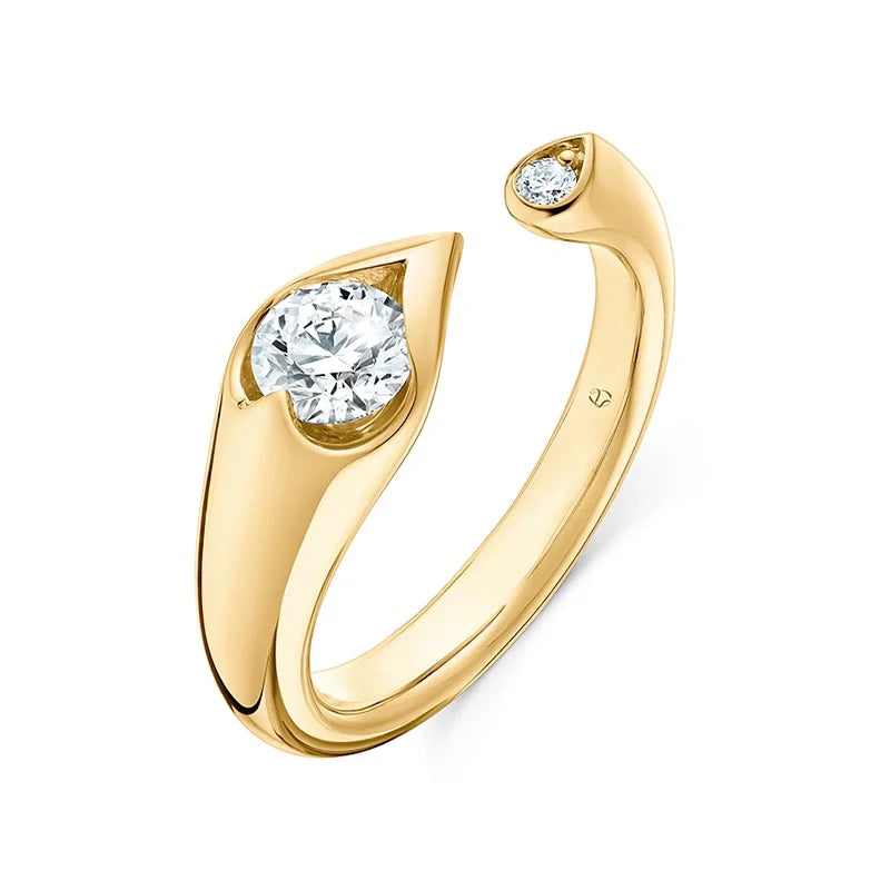 Hearts on Fire LU Open Droplet Yellow Gold Ring