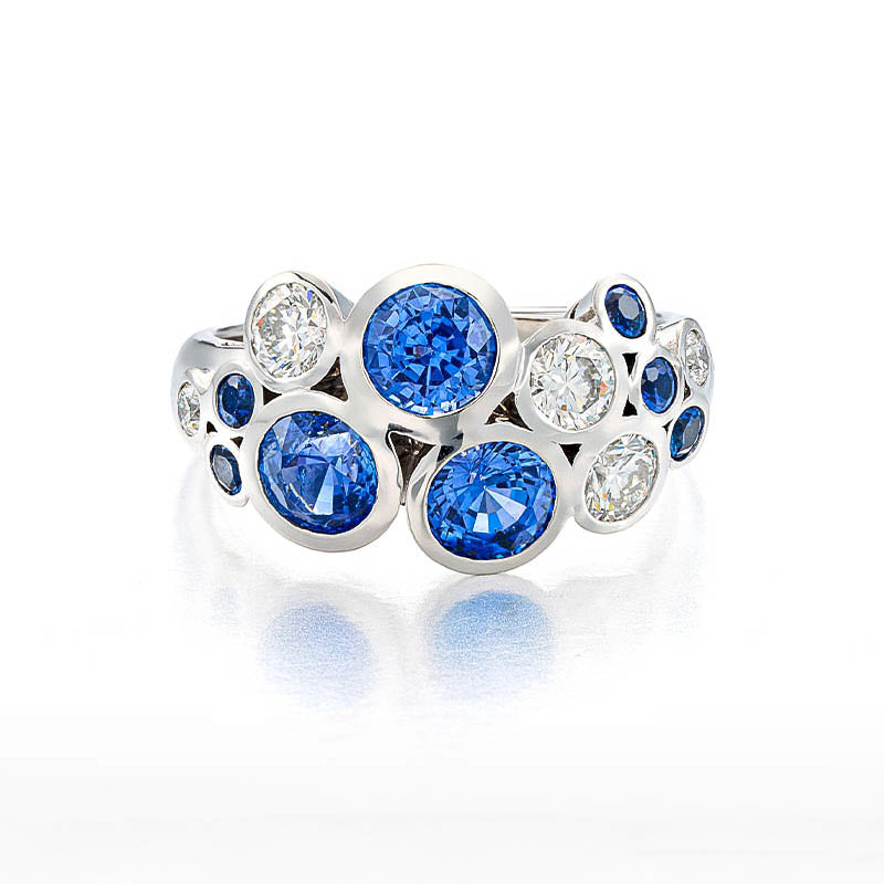 Hans D. Krieger White Gold Blue Sapphire & Diamond Ring