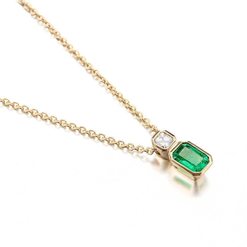Hans D. Krieger Rose Gold 0.60ct Emerald & Asscher Cut Diamond Pendant