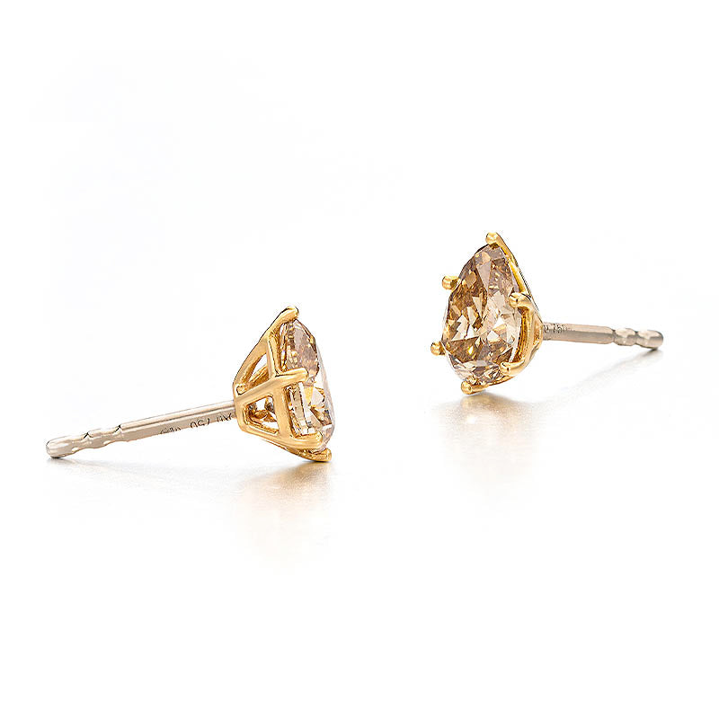 Hans D. Krieger Rose Gold Champagne Diamond Earrings
