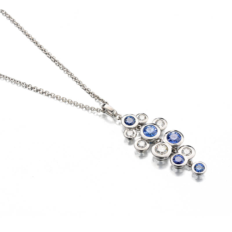 Hans D. Krieger White Gold Blue Sapphire & Diamond Pendant