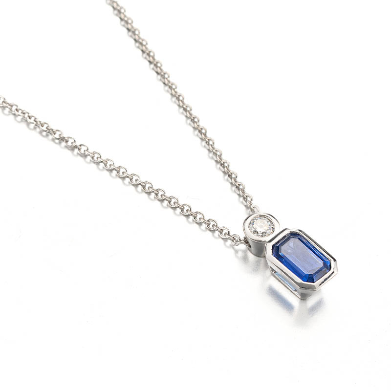 Hans D. Krieger White Gold 0.55ct Blue Sapphire & Diamond Pendant