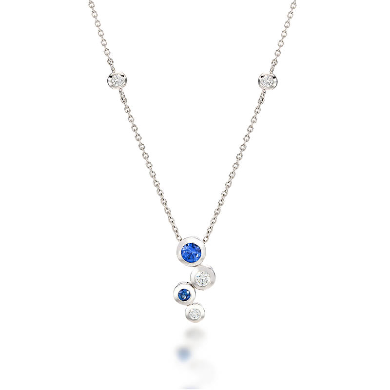 Hans D. Krieger White Gold Blue Sapphire & Diamond Pendant