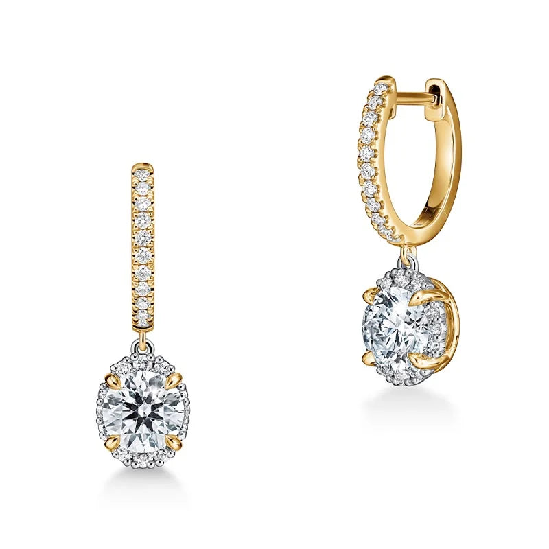 Hearts on Fire Ellipse Yellow Gold Diamond Drop Earrings