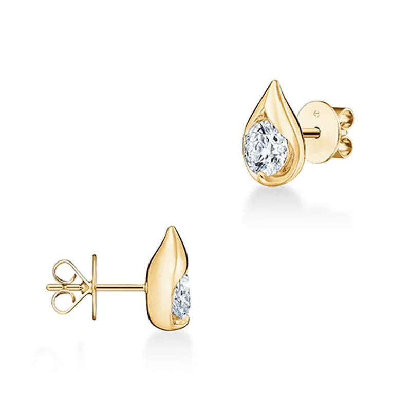 Hearts on Fire LU Droplet Yellow Gold Diamond Earrings