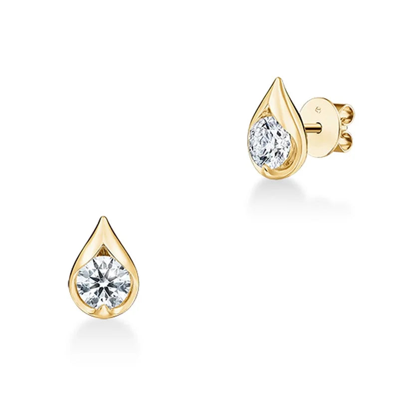 Hearts on Fire LU Droplet Yellow Gold Diamond Earrings