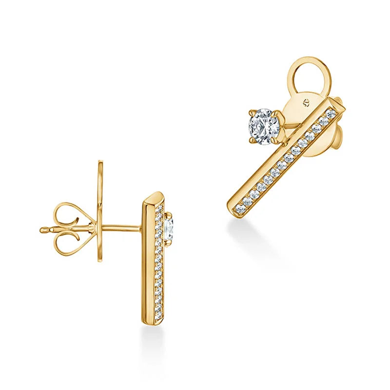 Hearts on Fire Barre Yellow Gold Floating Single Diamond Pavé Climber Earrings