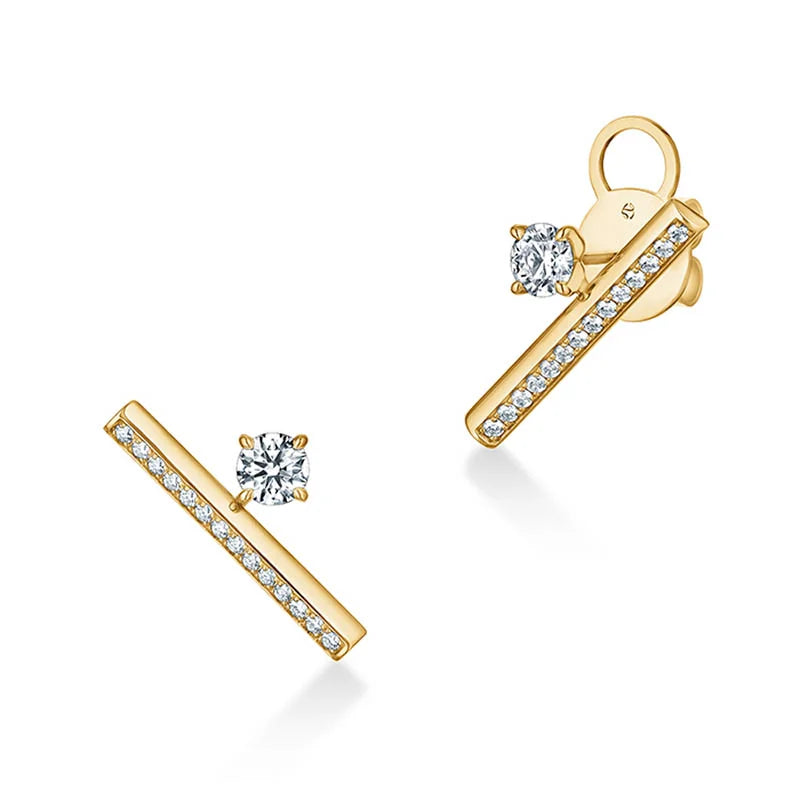 Hearts on Fire Barre Yellow Gold Floating Single Diamond Pavé Climber Earrings