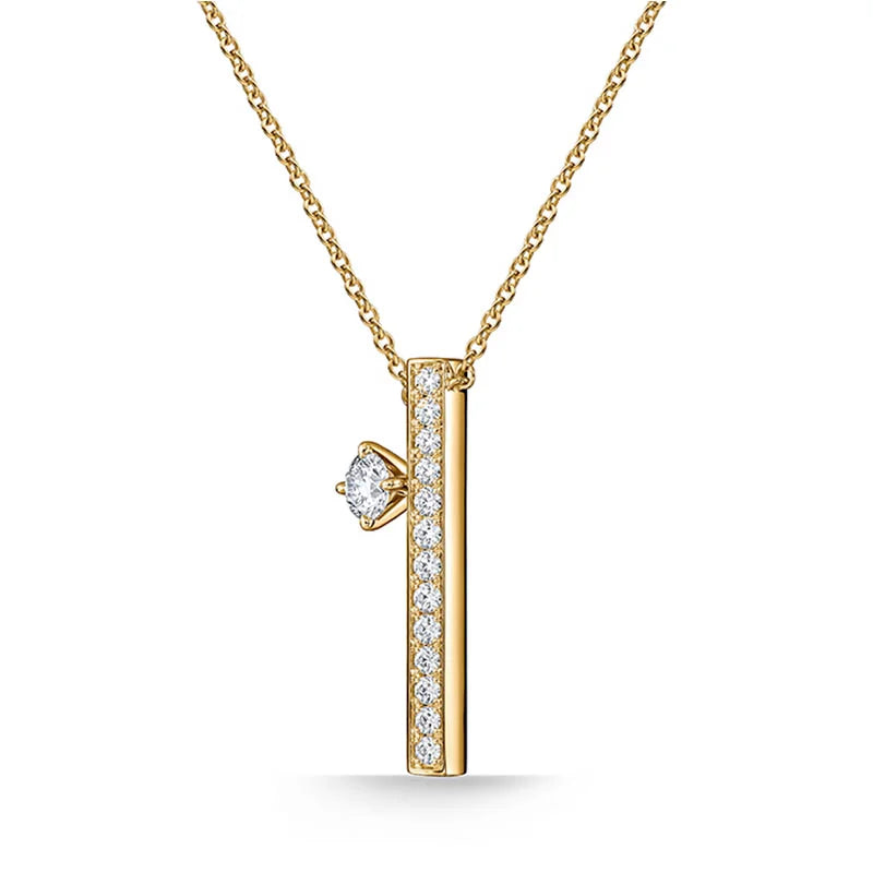 Hearts on Fire Barre Yellow Gold Floating Single Diamond Pavé Pendant