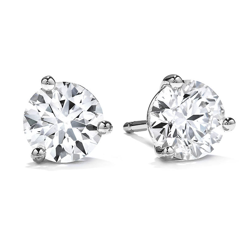 Hearts on Fire Three Prong Diamond Earrings   Average Ctw = 0.60/Sensational Quality