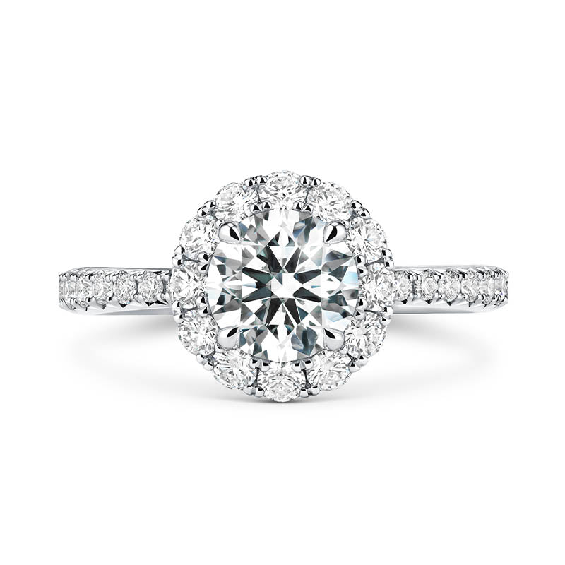 Hearts On Fire 1.00ct Vela Platinum Halo Diamond Engagement Ring 