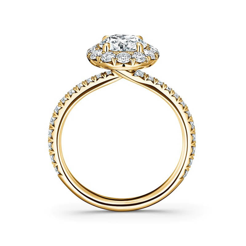 Hearts On Fire 1.00ct Vela Yellow Gold Halo Diamond Engagement Ring 