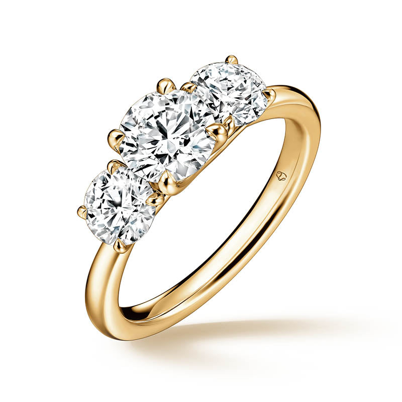 Hearts On Fire Vela Luxe Yellow Gold Three Stone Engagement Ring 