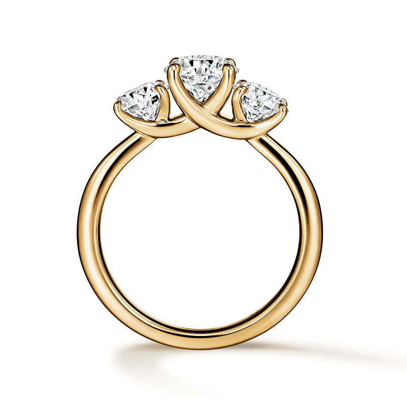 Hearts On Fire Vela Luxe Yellow Gold Three Stone Engagement Ring 