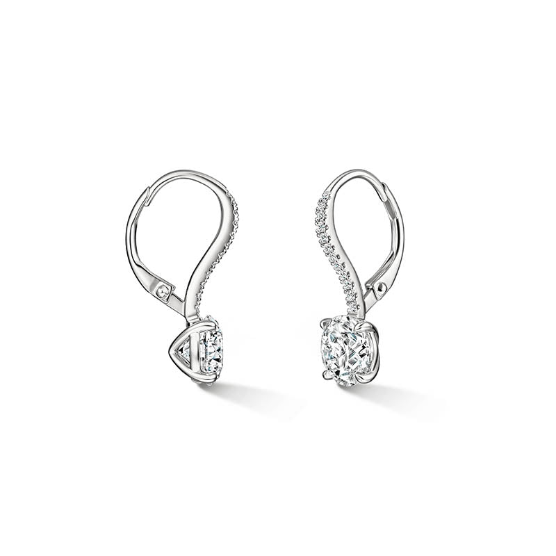 Hearts On Fire White Gold Four Prong Diamond Leverback Earrings 