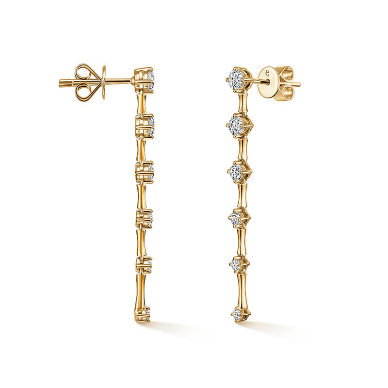 Hearts On Fire Yellow Gold Cascade Diamond Station Earrings 