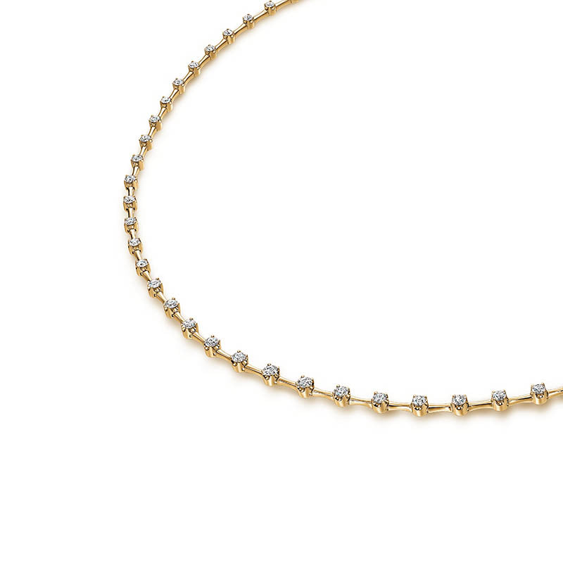 Hearts On Fire Yellow Gold Cascade Diamond Station Line Necklace 
