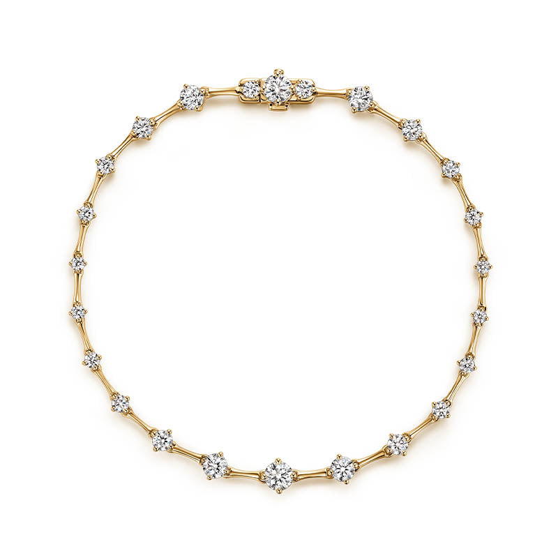 Hearts On Fire Yellow Gold Cascade Diamond Station Tennis Bracelet