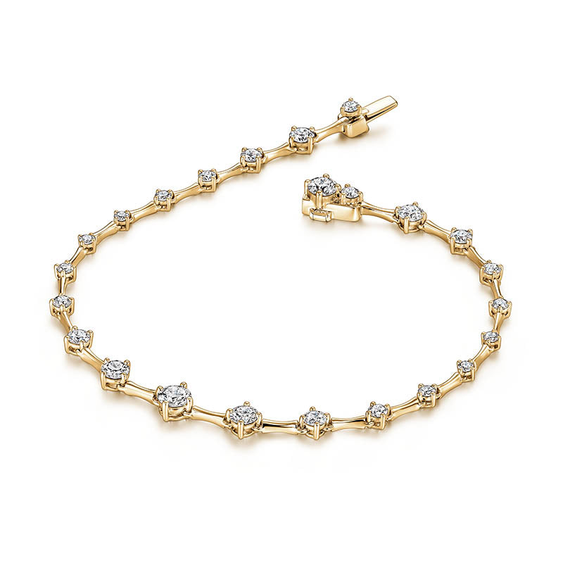 Hearts On Fire Yellow Gold Cascade Diamond Station Tennis Bracelet