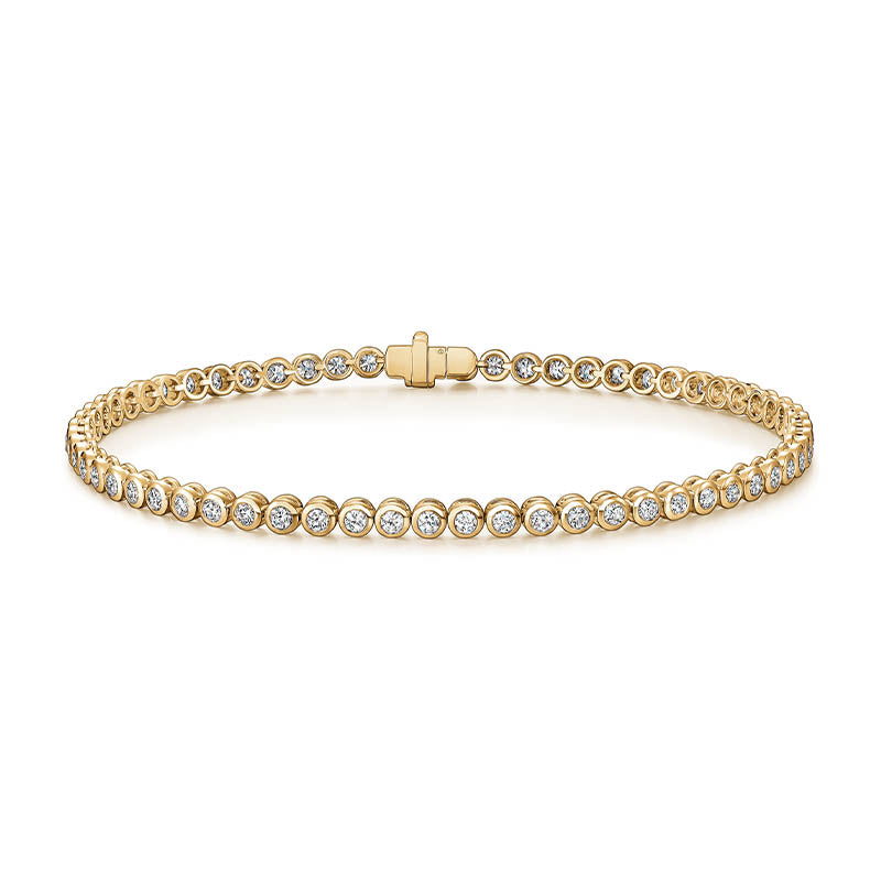 Hearts On Fire Yellow Gold Classic Bezel-Set Line Bracelet 