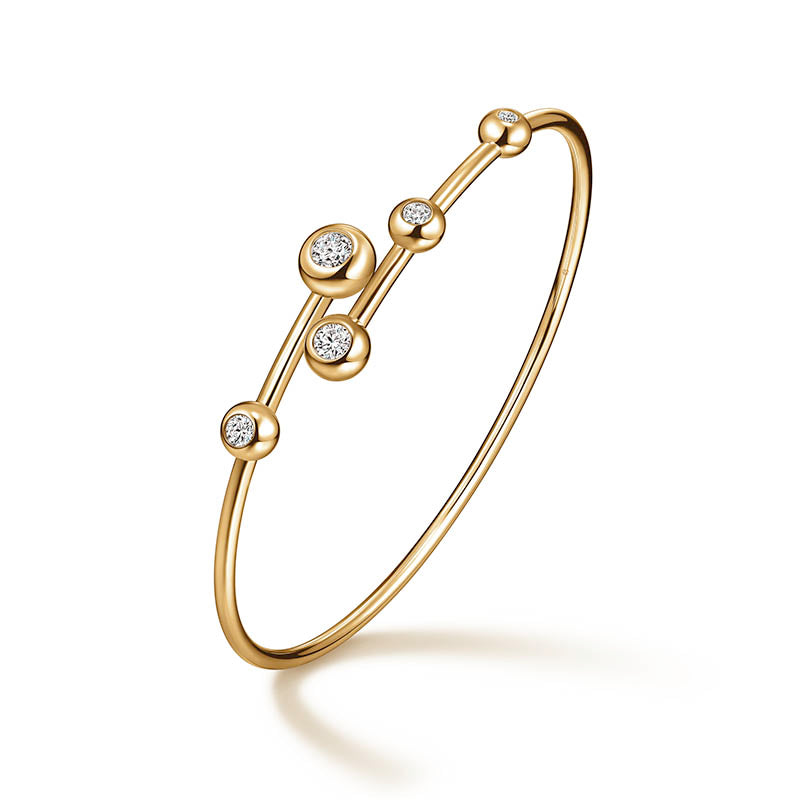 Hearts On Fire Yellow Gold Dream Floating Flexi Diamond Bangle