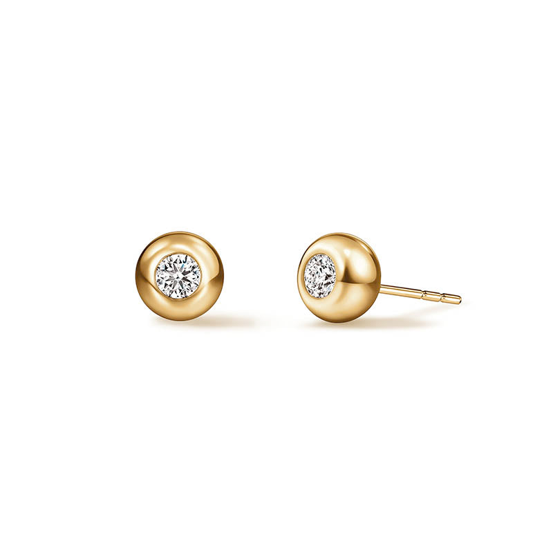 Hearts On Fire Yellow Gold Dream Solo Diamond Stud Earrings