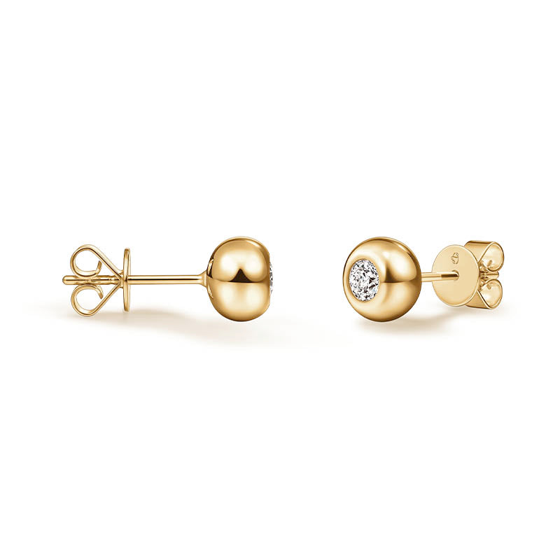 Hearts On Fire Yellow Gold Dream Solo Diamond Stud Earrings