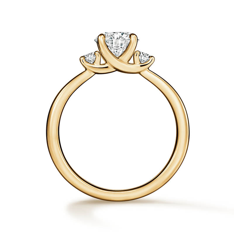 Hearts On Fire Yellow Gold Vela Three Stone Ring 